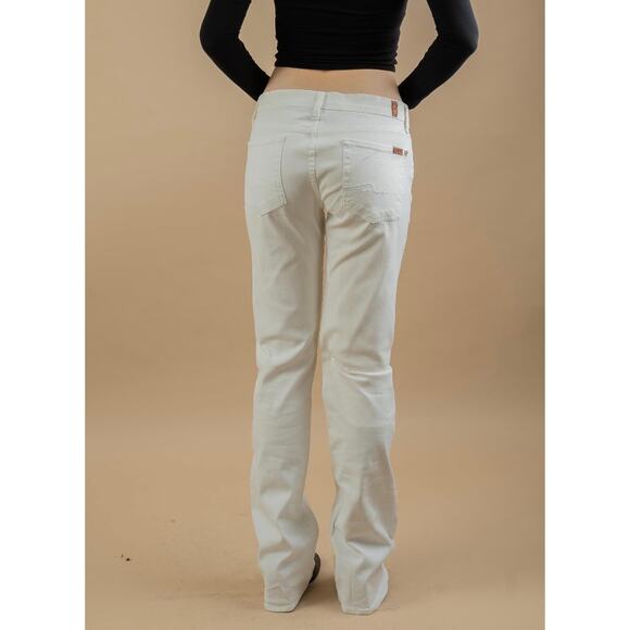 7 For All Mankind Dojo Jeans low rise 28 Cream Wide Leg flare Y2K vintage 90s - Picture 3 of 7